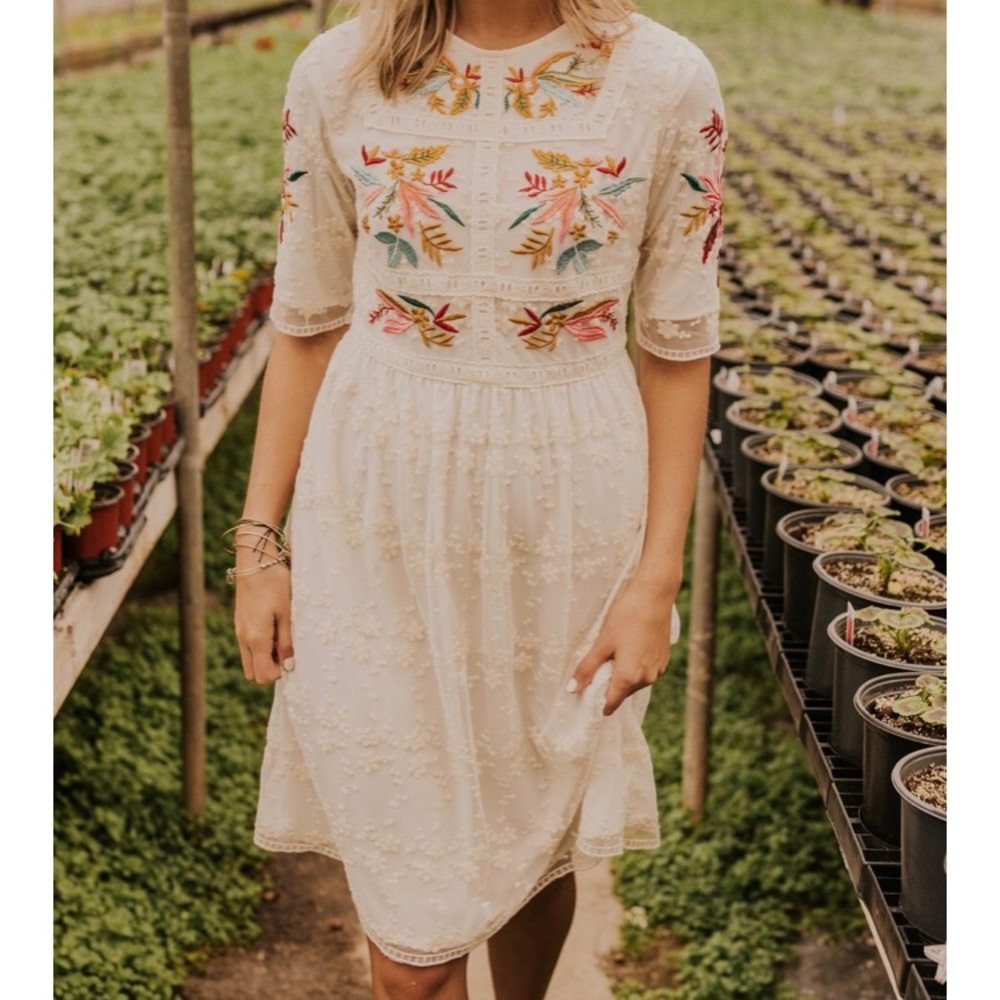 SOLD!! Naomi Embroidered Dress - Never Worn!